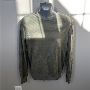 Light Olive Green Crewneck Sweater with Long Sleeves and Ribbed Texture